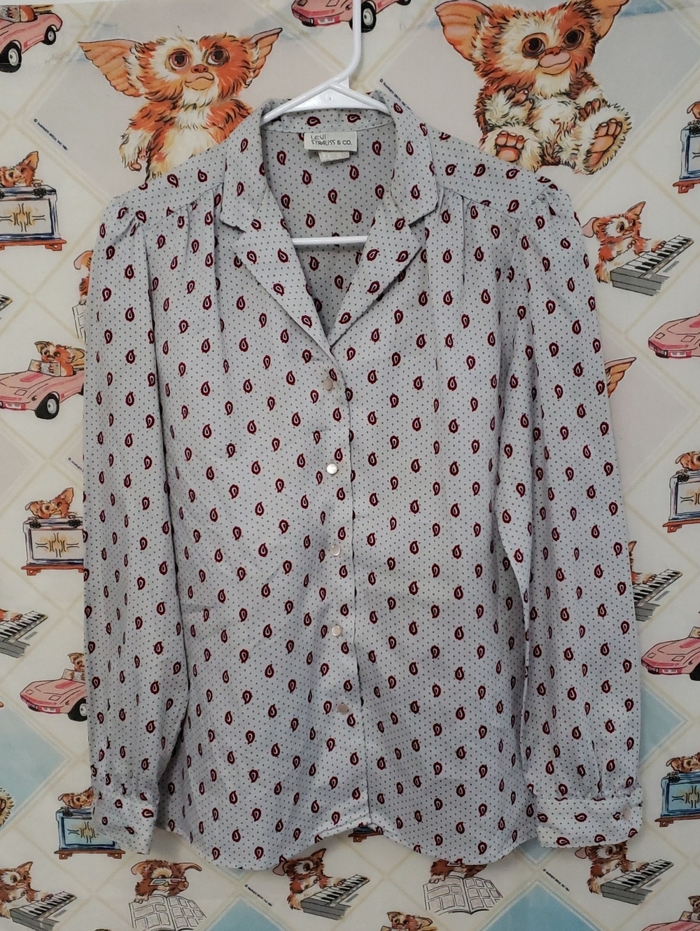 Vintage Levi Strauss & Co White Paisley Button-Down Blouse